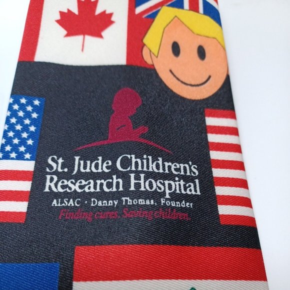 St Jude Childrens Research Hospital International Flags Novelty Tie Necktie - Picture 2 of 6